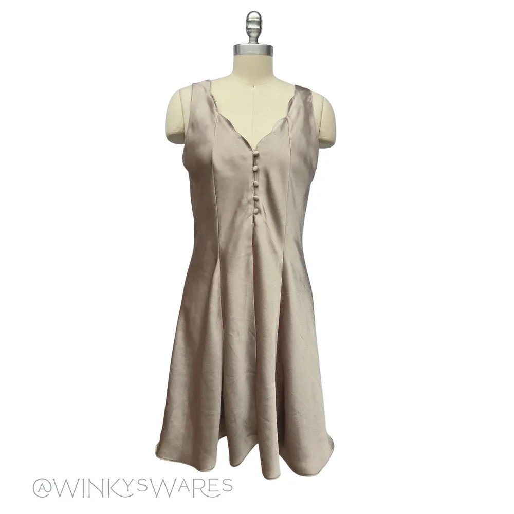 Vintage Gold Slip Dress Size M Erica Taylor Intimates Satin Sleeveless Nightgown